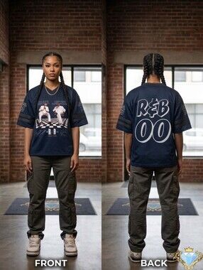 Custom R&B Tour Concert Jersey – Hollister Unisex Baggy Crop Fit (L) Navy Blue